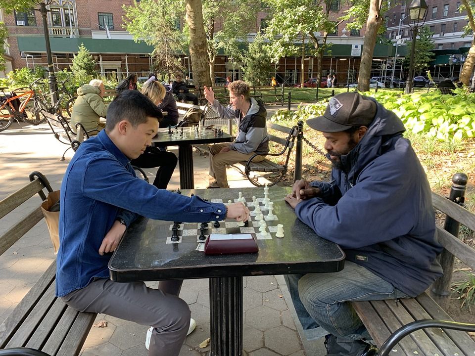 Your move! Play outdoor chess on the terrace of The Whitehall Penthouse -  checkmate!